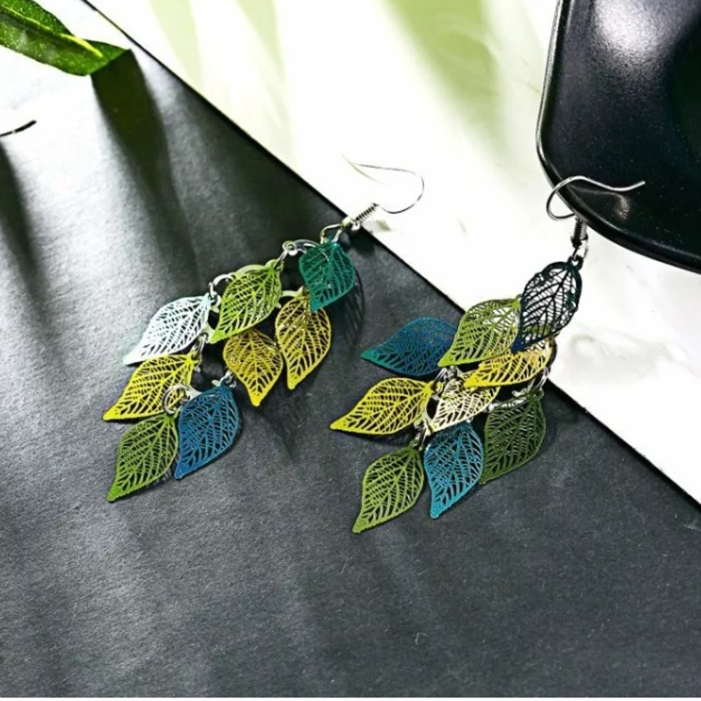 Dangly multi leaf earrings